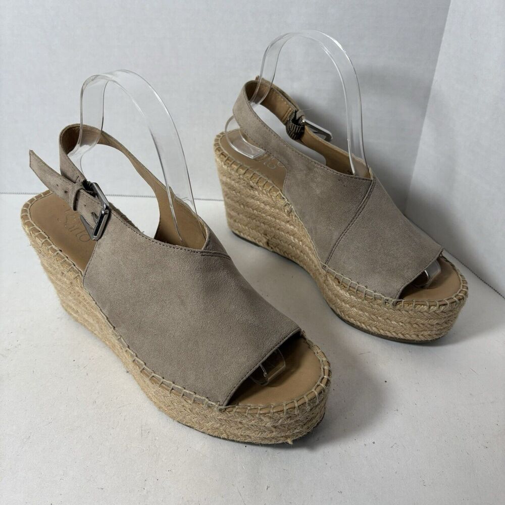 Franco Sarto Sandals Womens Size 8.5 Torres Espadrille Platform‎ Wedge Taupe G1